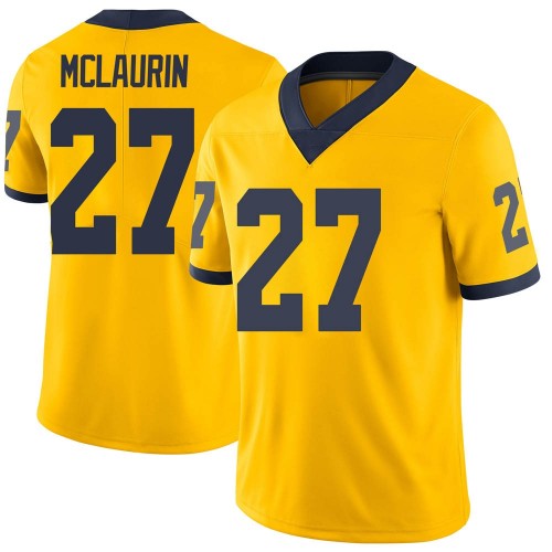 Tyler Mclaurin Michigan Wolverines Men's NCAA #27 Maize Limited Brand Jordan College Stitched Football Jersey VUY1454DZ